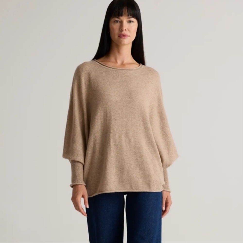 Quince Tan Cashmere Batwing Sweater S/M